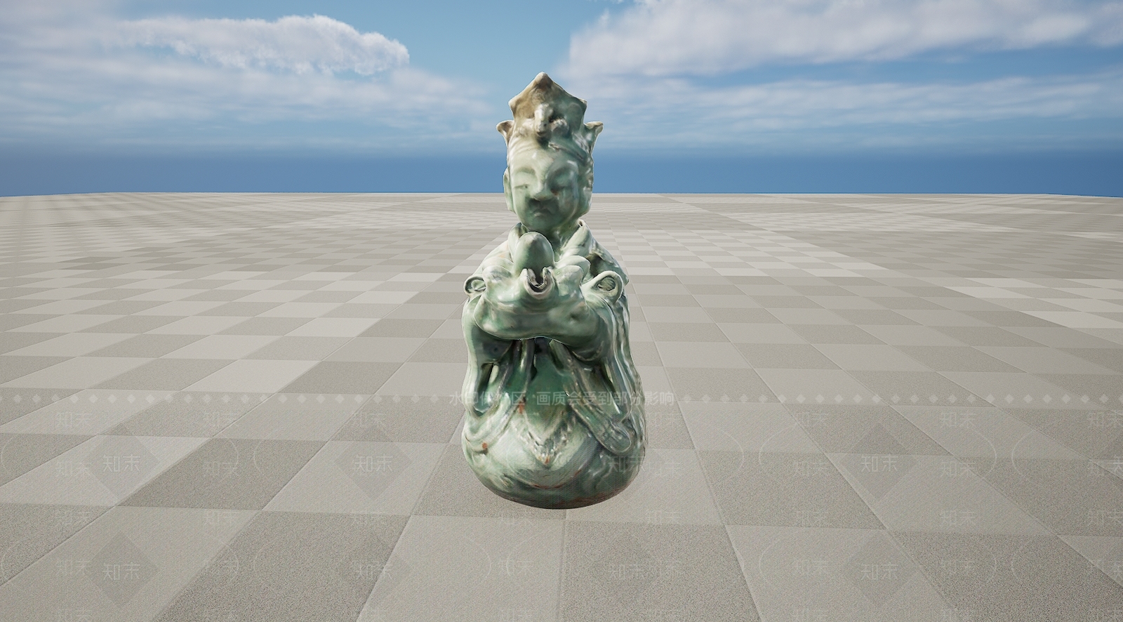 现代文物陶瓷瓷器青釉佛像3D模型下载【ID:1195768740】