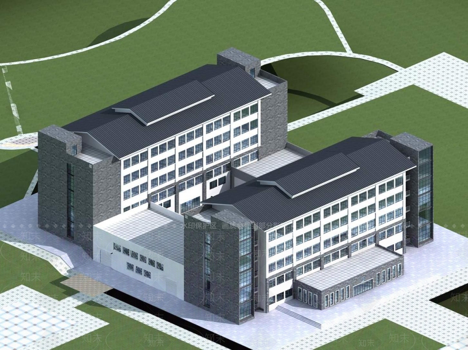 现代学校外观3D模型下载【ID:1195768718】
