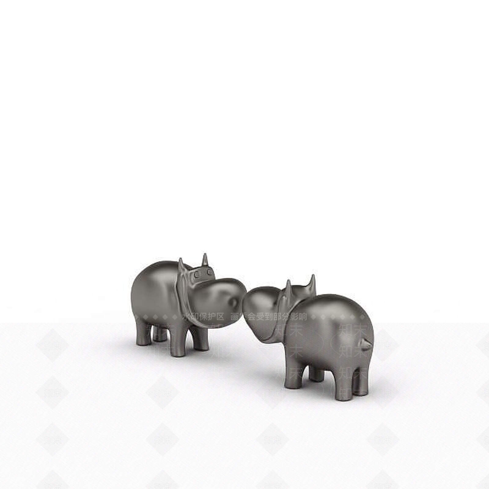 现代金属河马陈设品3D模型下载【ID:1195769389】