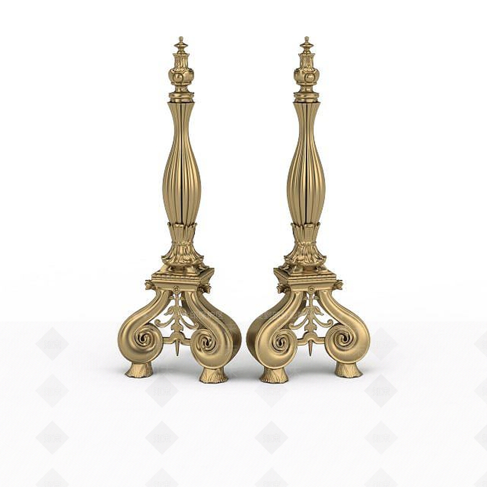现代鎏金仿建筑装饰品3D模型下载【ID:1195769527】