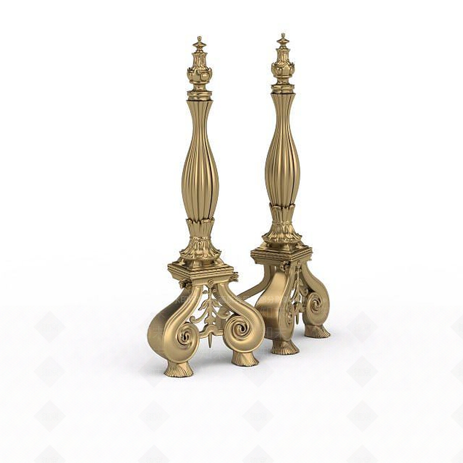 现代鎏金仿建筑装饰品3D模型下载【ID:1195769527】