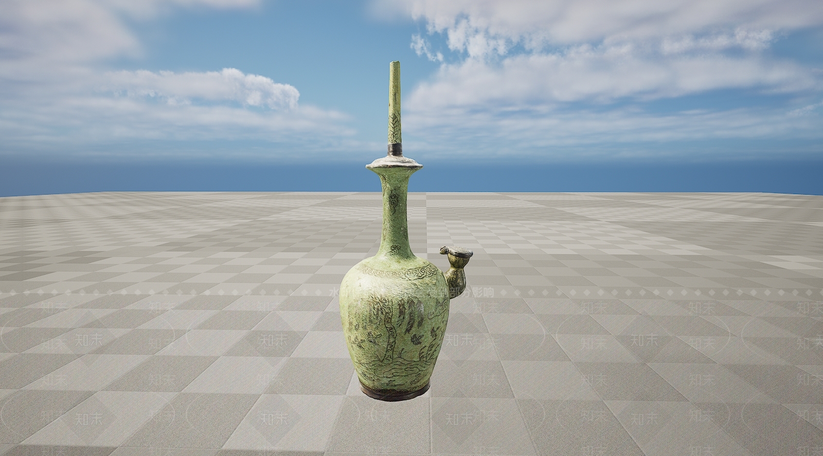 现代文物青铜颈瓶3D模型下载【ID:1195770883】