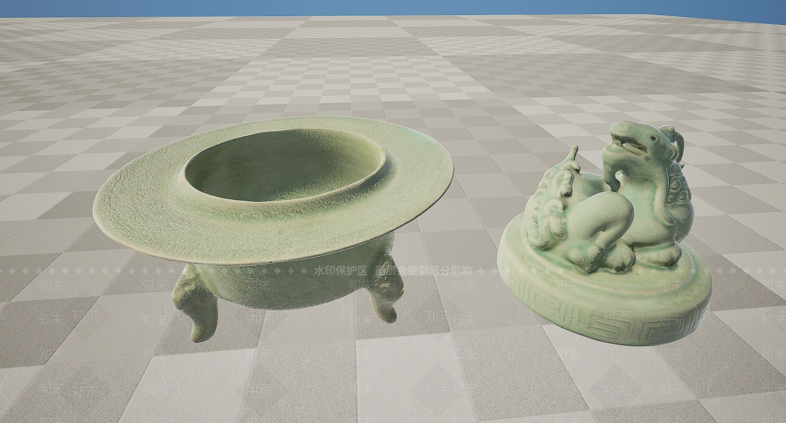 现代文物雕塑青铜器青釉熏炉3D模型下载【ID:1195771217】