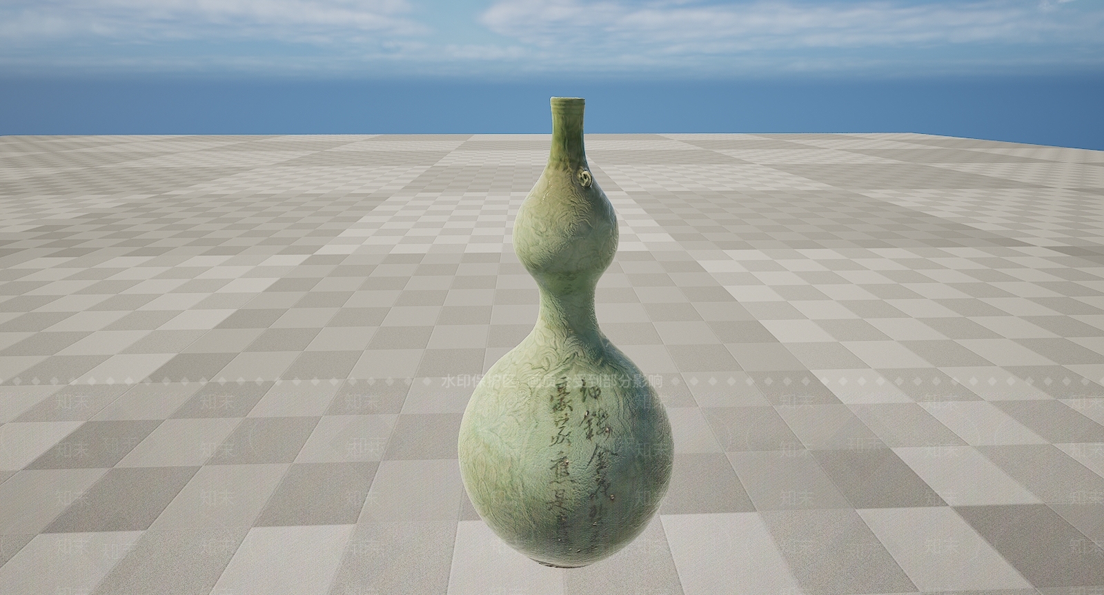 现代文物雕塑青铜器青釉葫芦3D模型下载【ID:1195771365】