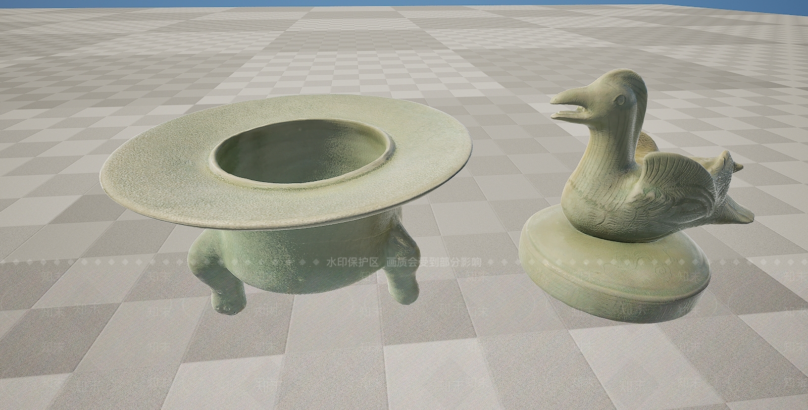 现代文物雕塑青铜器青釉熏炉3D模型下载【ID:1195771402】