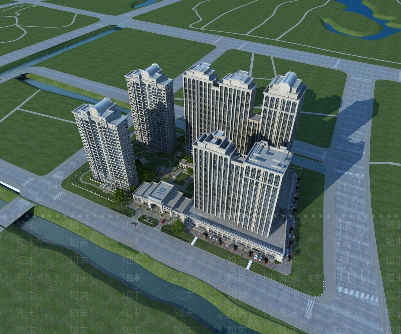 欧式高层住宅3D模型下载【ID:1195771794】