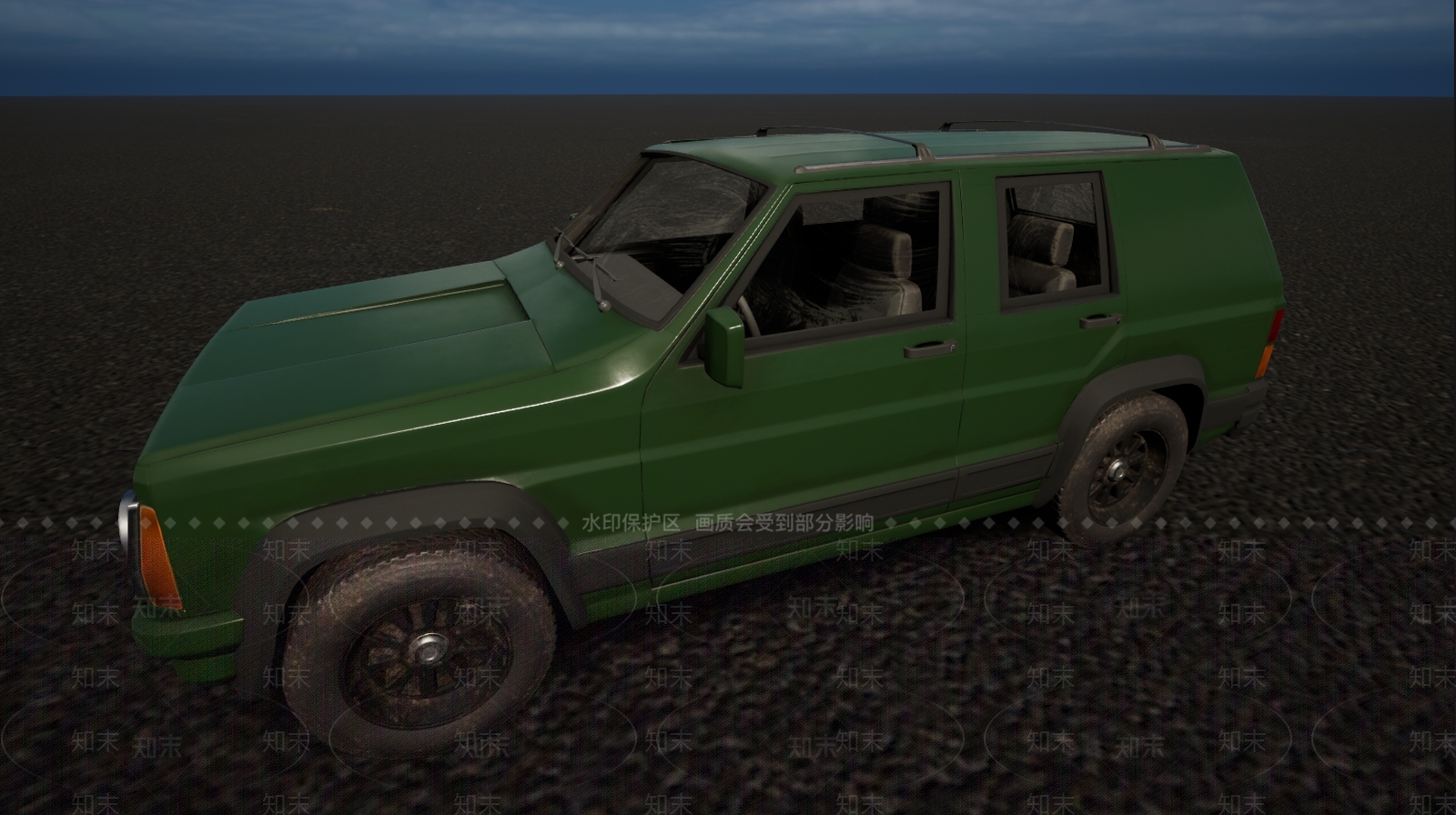 现代军绿色SUV汽车3D模型下载【ID:1195772219】