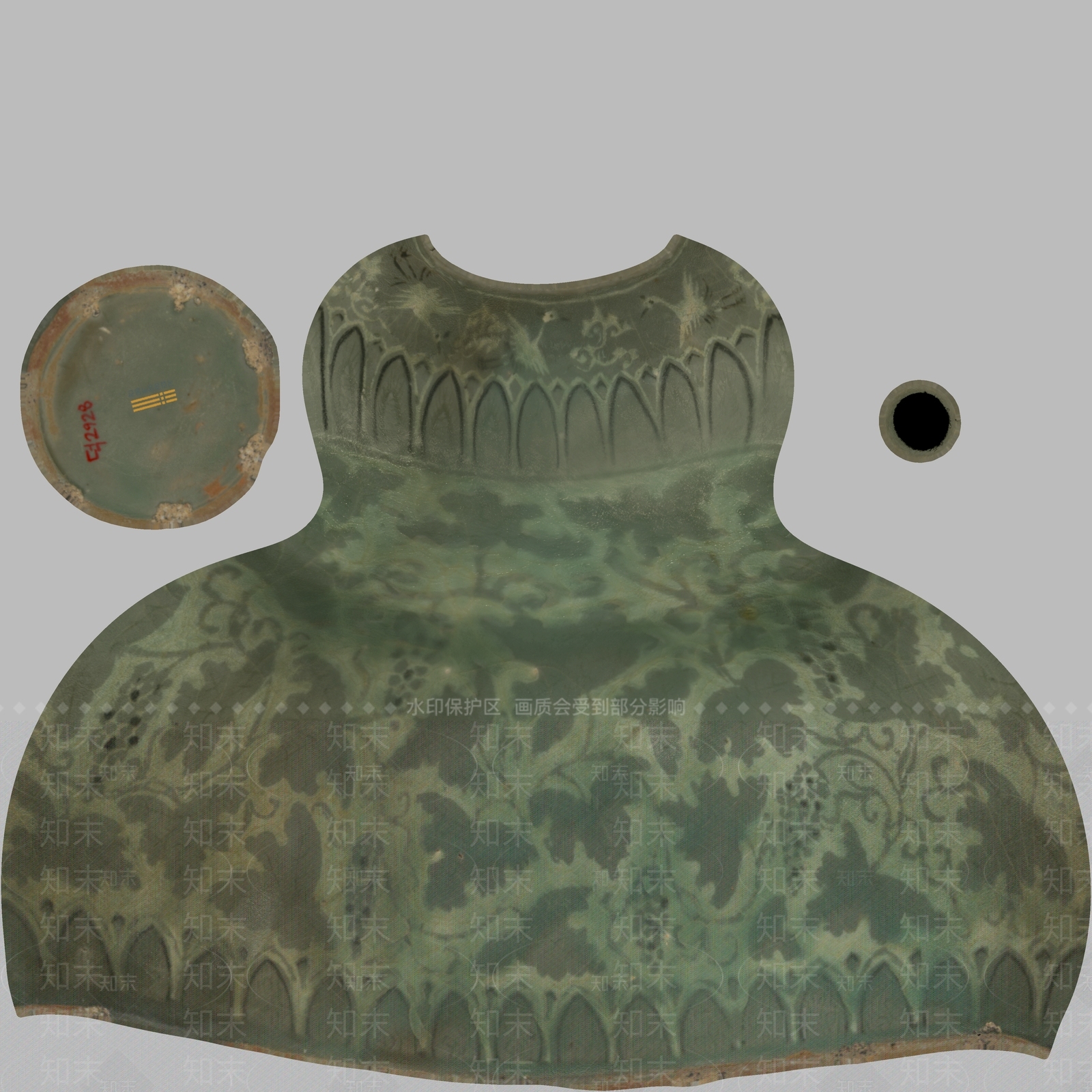 现代文物青铜器瓷器青釉葫芦瓶3D模型下载【ID:1195772602】