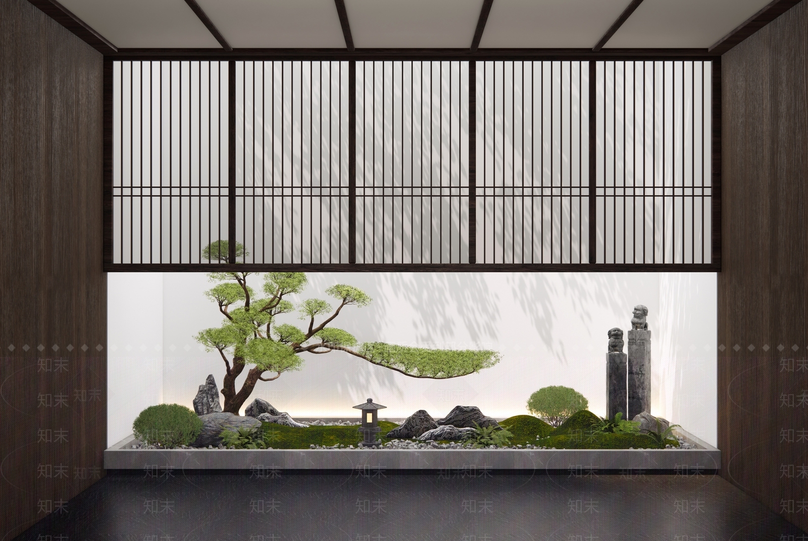 新中式禅意室内景观3D模型下载【ID:1195773388】