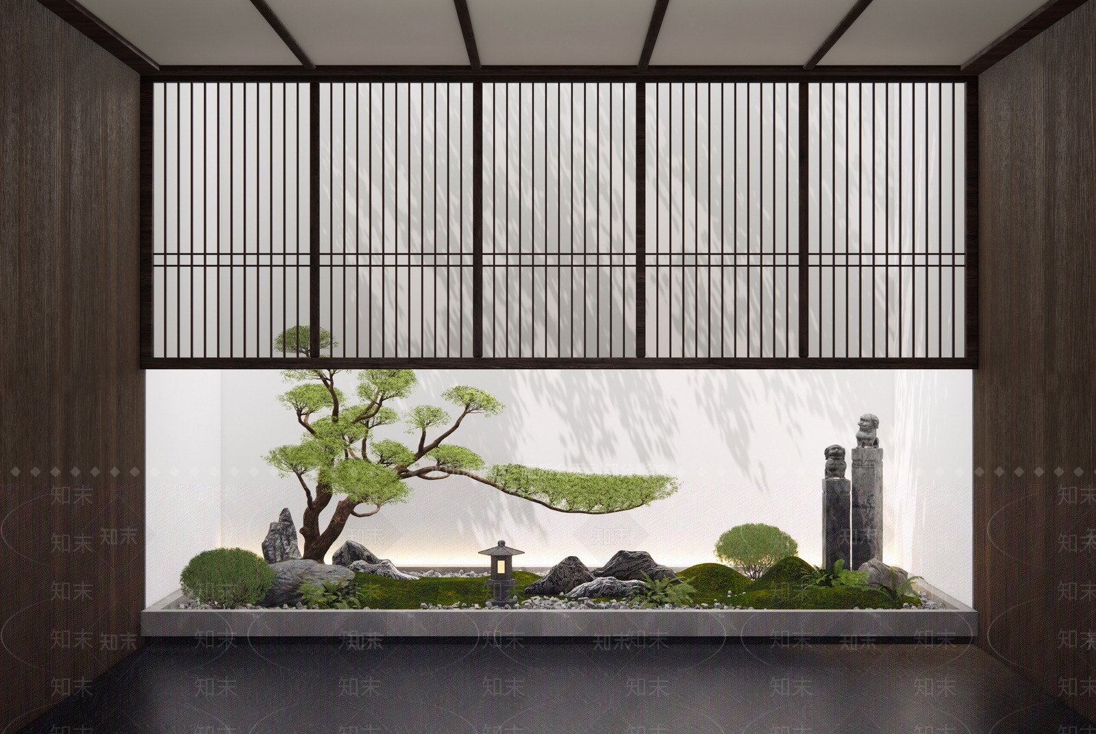 新中式室内景观SU模型精品下载_SketchUp模型_知末网