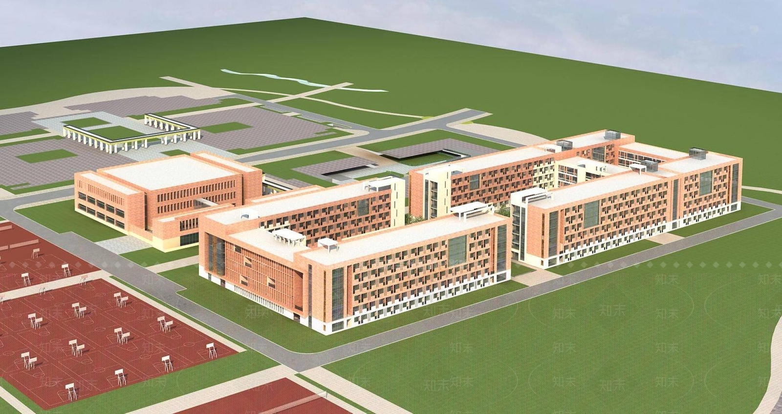 现代学校外观3D模型下载【ID:1195774004】