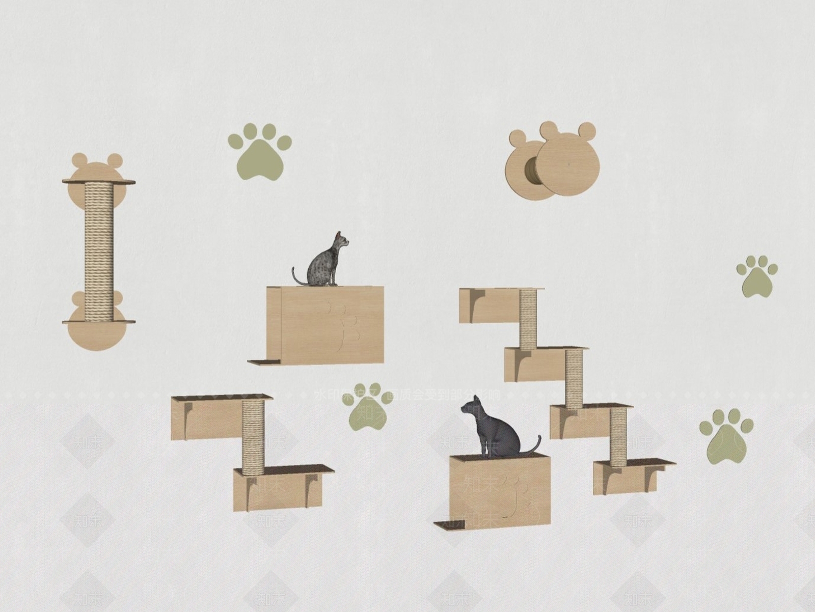 猫爬架SU模型下载【ID:1195776113】