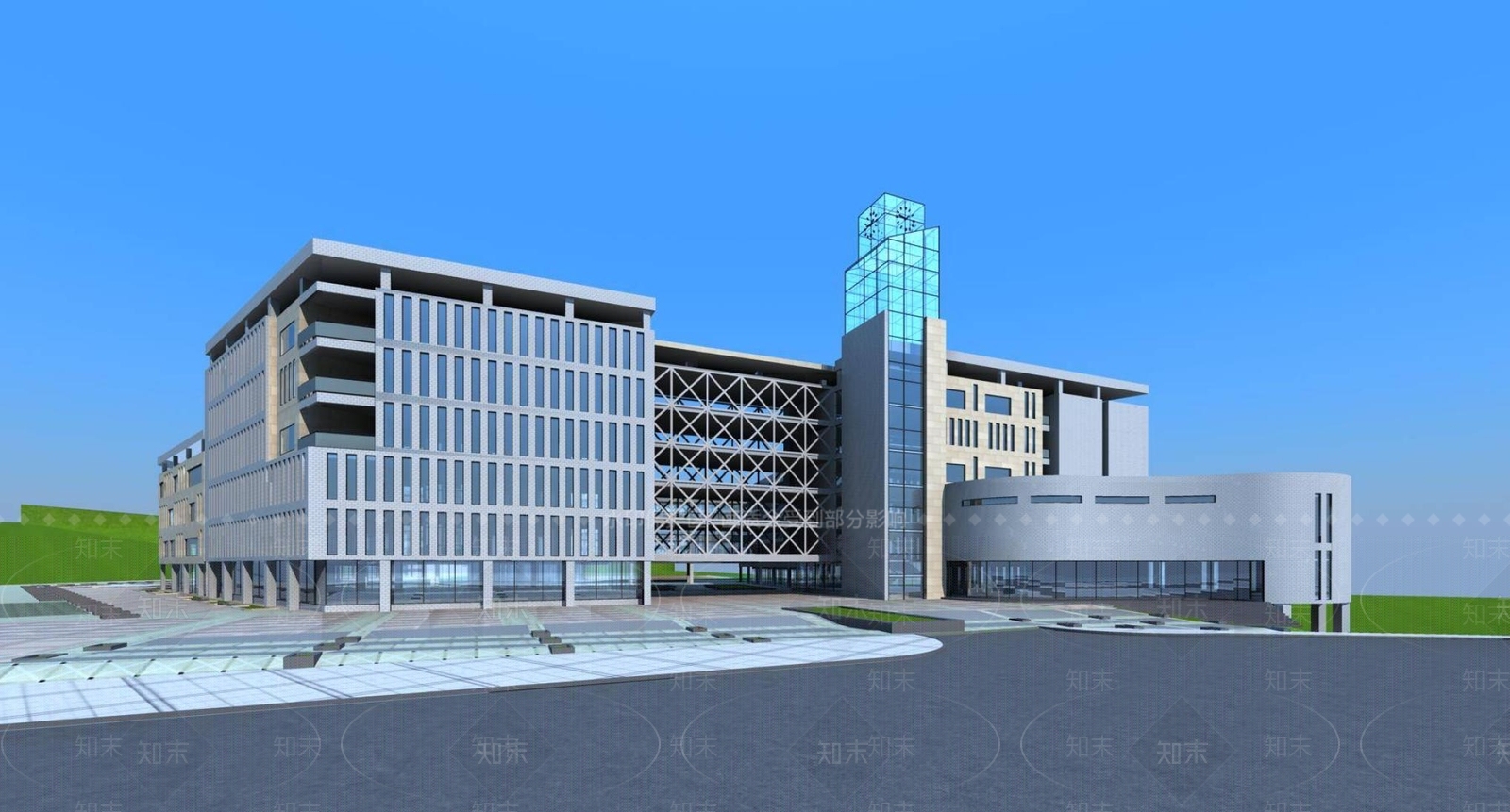 现代学校外观3D模型下载【ID:1195776070】