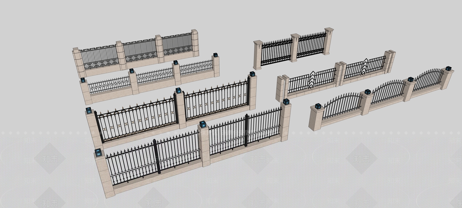 现代围栏护栏SU模型下载【ID:1195776627】