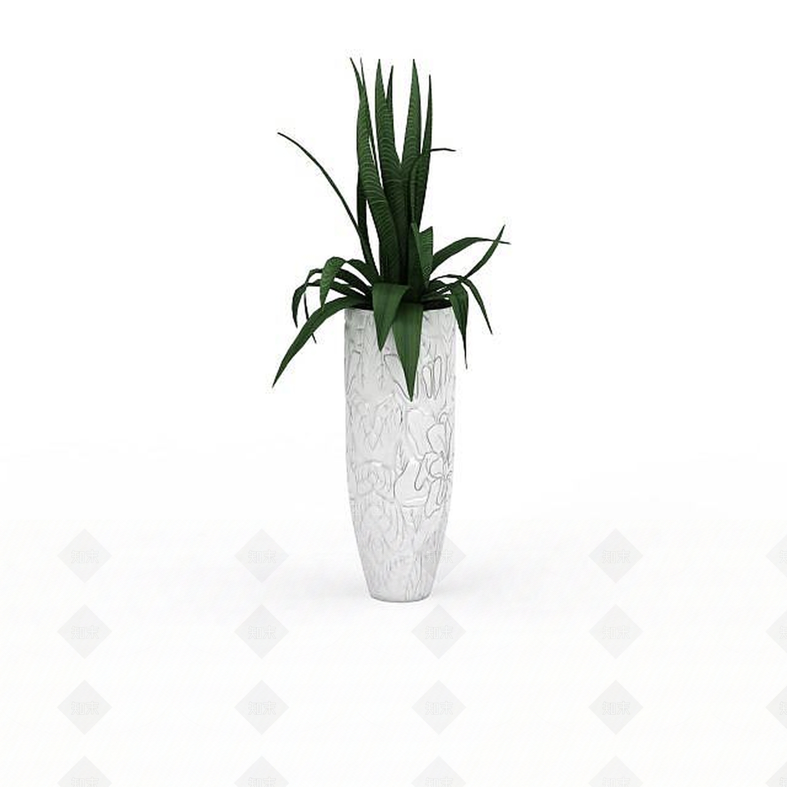 现代刻花陶瓷盆景3D模型下载【ID:1195777239】