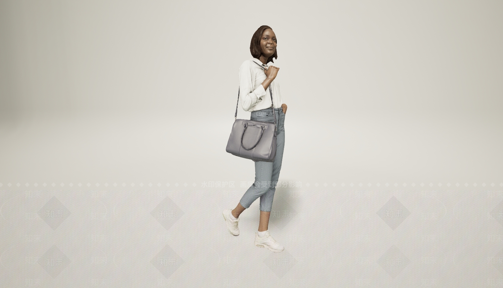 现代黑人白衬衫女人3D模型下载【ID:1195778322】