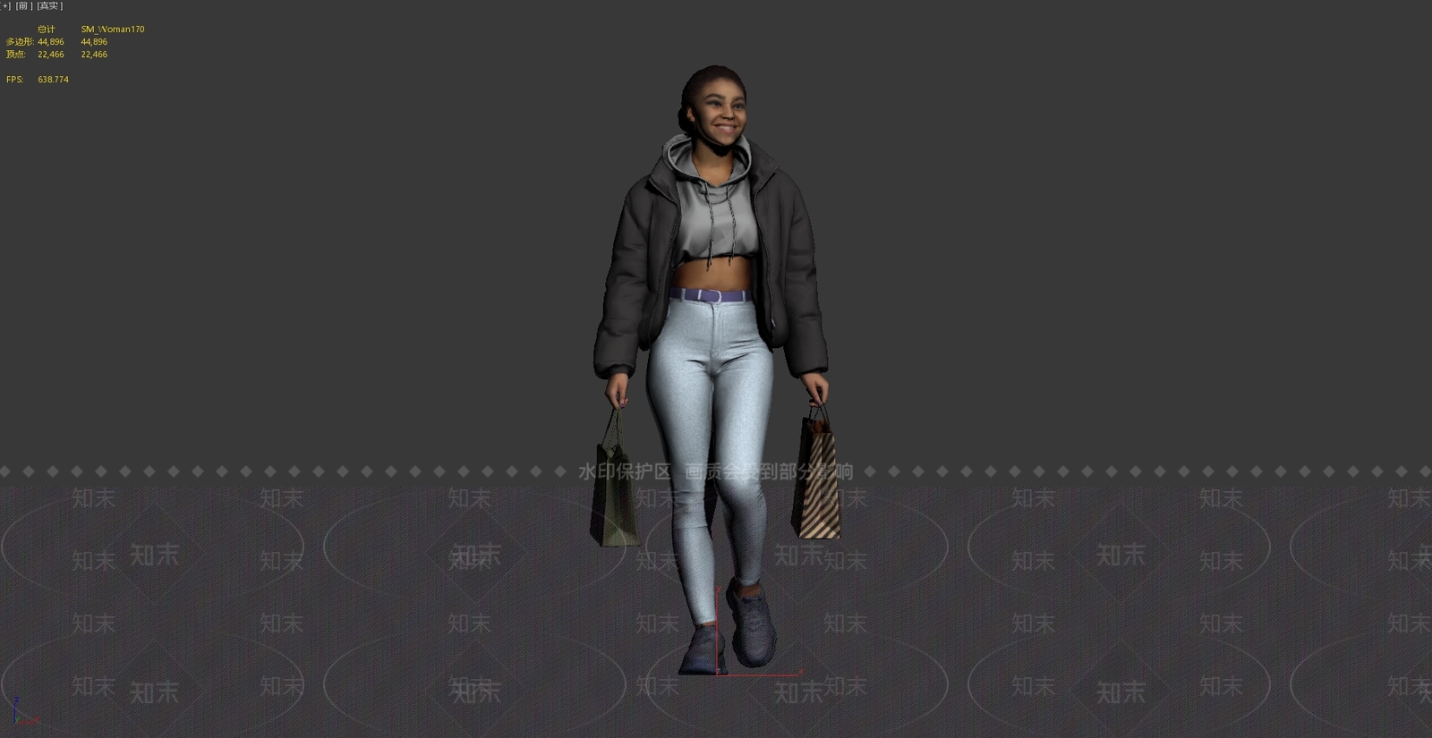 现代逛街购物的女人3D模型下载【ID:1195778400】