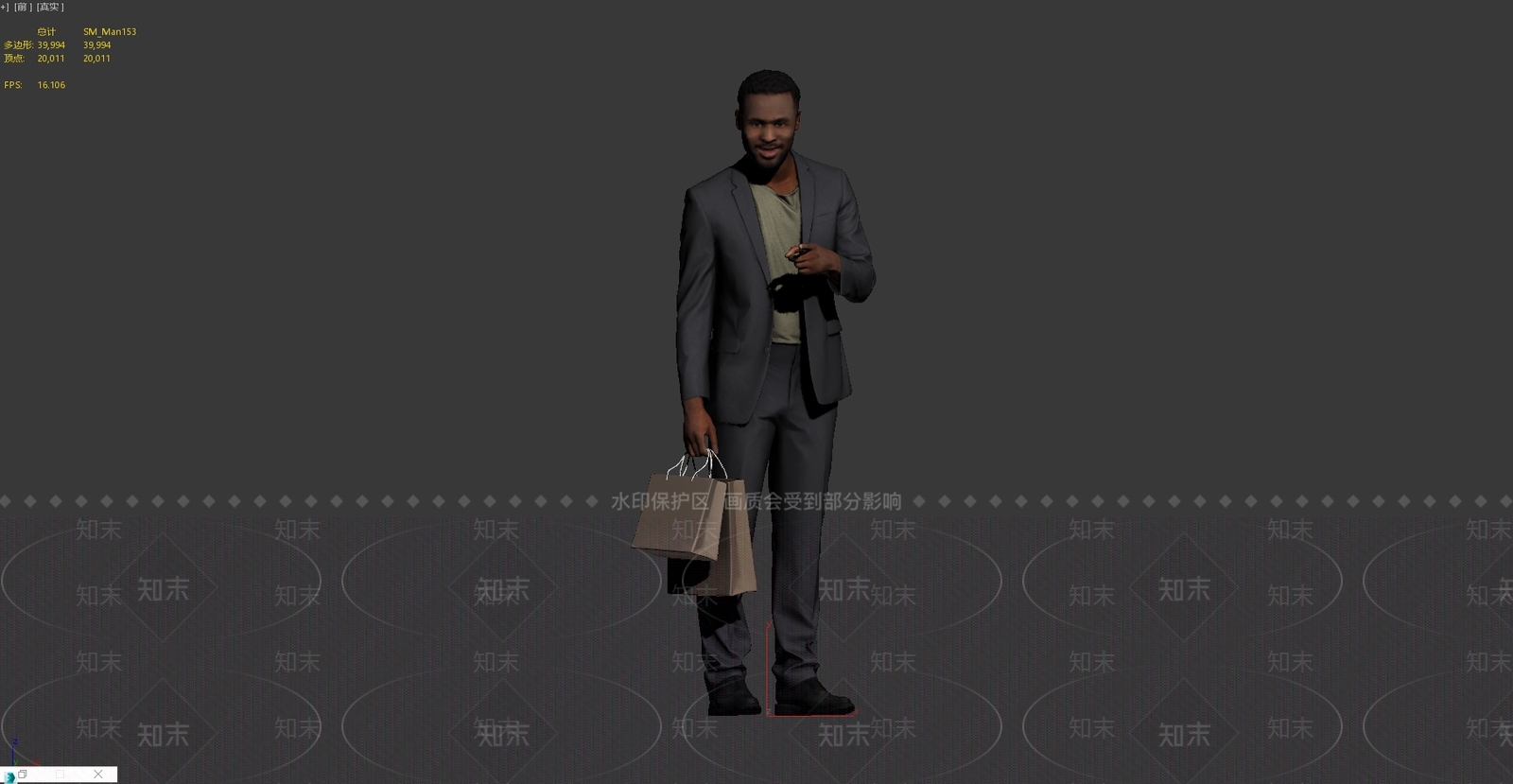 现代逛街购物的西装黑人男人3D模型下载【ID:1195778533】