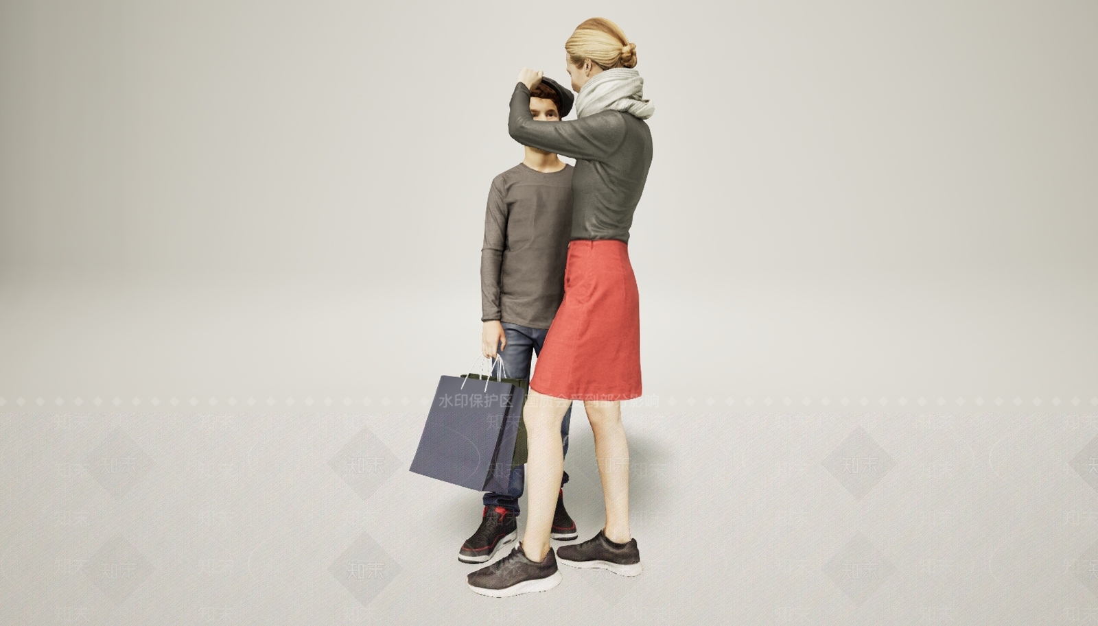 现代购物逛街的母子3D模型下载【ID:1195778557】