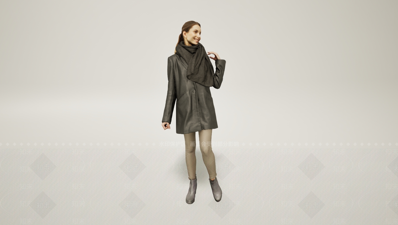 现代单腿翘脚背双肩包女人3D模型下载【ID:1195778626】