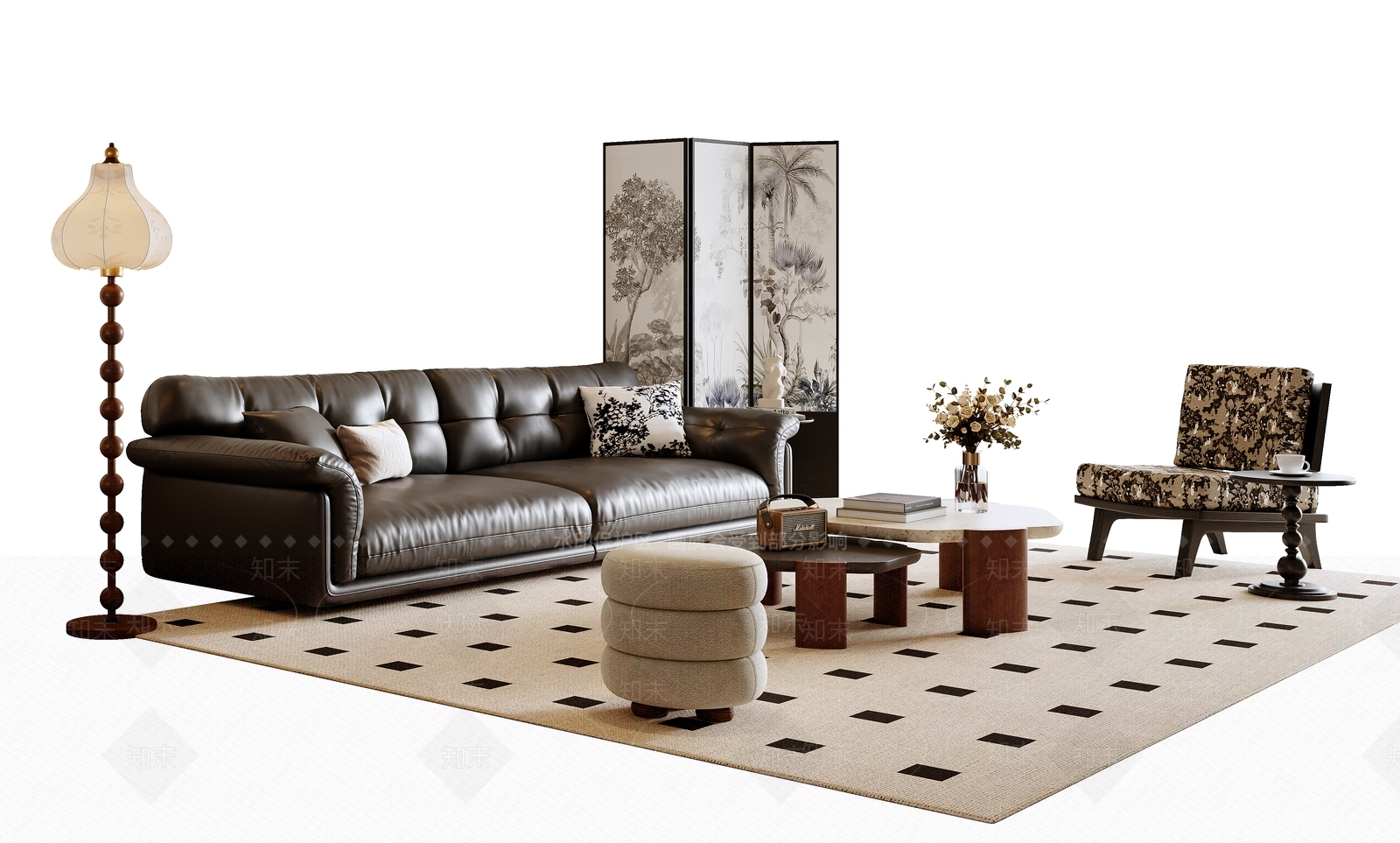 法式中古沙发组合SU模型下载【ID:1195779066】