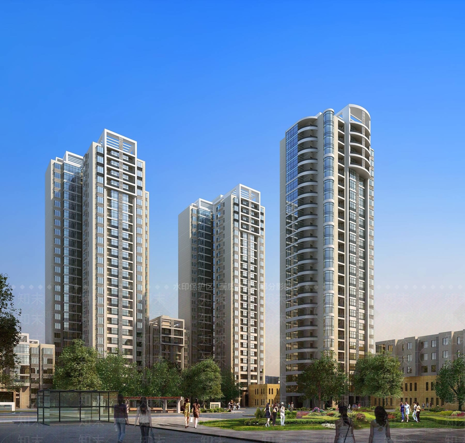 现代高层住宅3D模型下载【ID:1195779847】