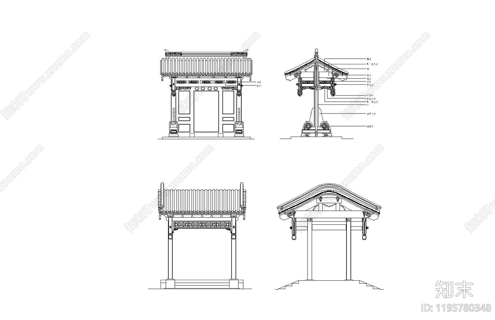 中式亭子施工图下载【ID:1195780348】