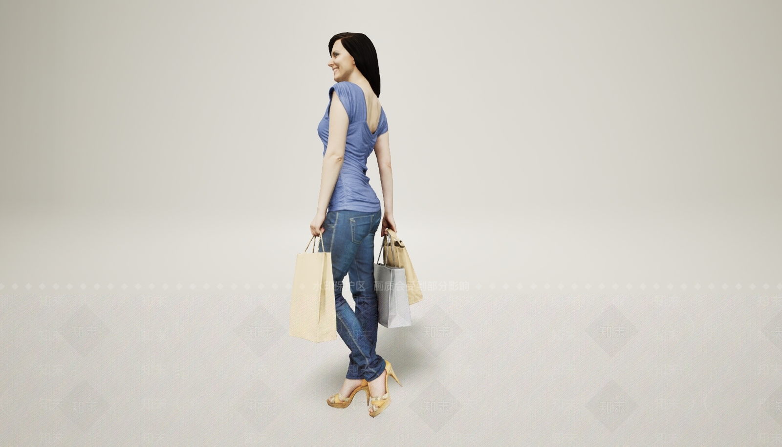 现代购物逛街的女人3D模型下载【ID:1195780694】