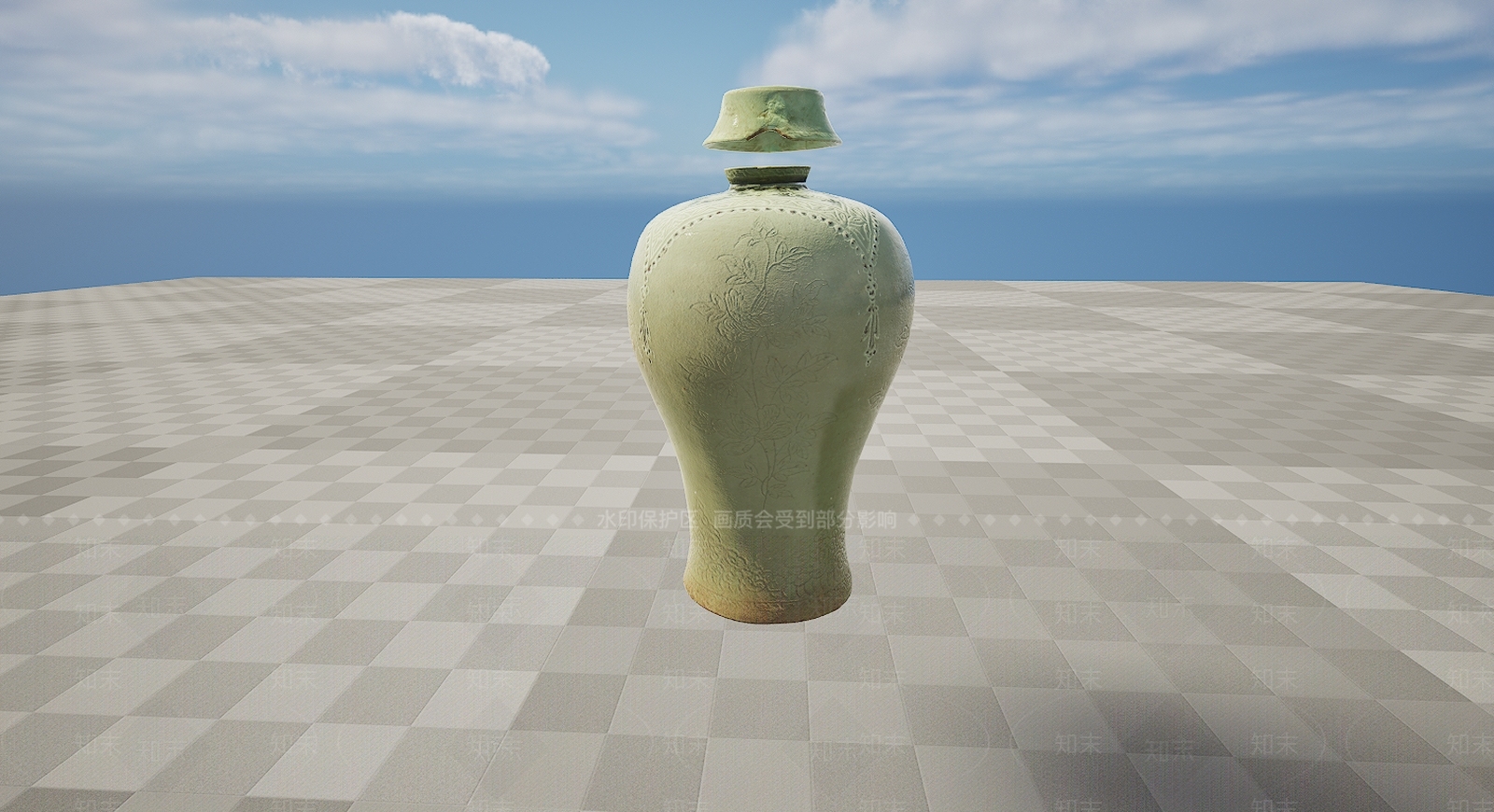 现代文物瓷器青釉梅瓶3D模型下载【ID:1195781743】