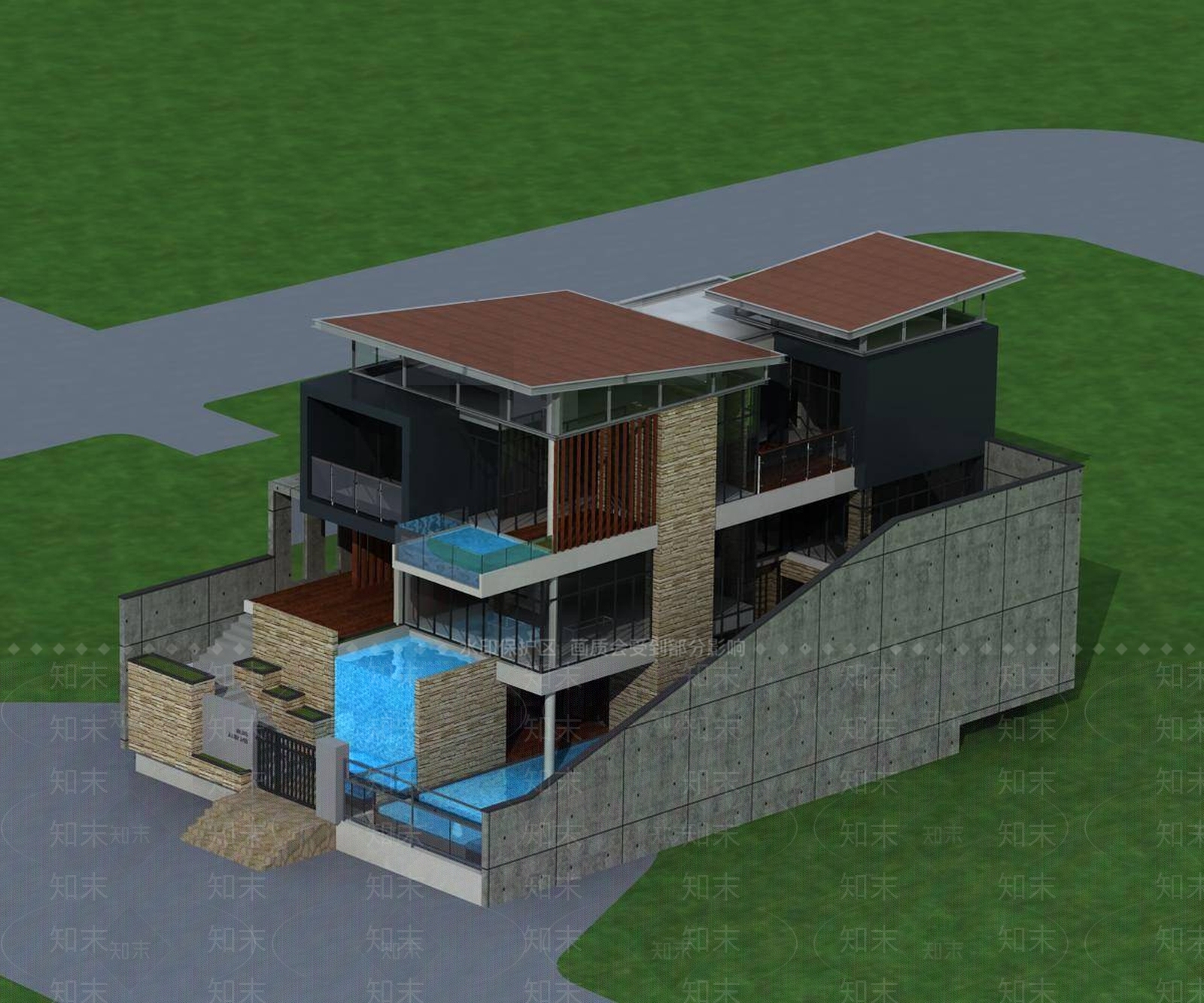 现代别墅外观3D模型下载【ID:1195782605】