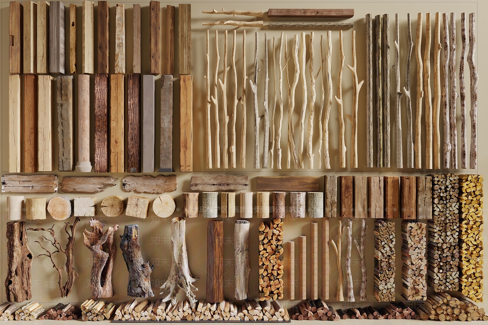 现代木头木板3D模型下载【ID:1195787498】