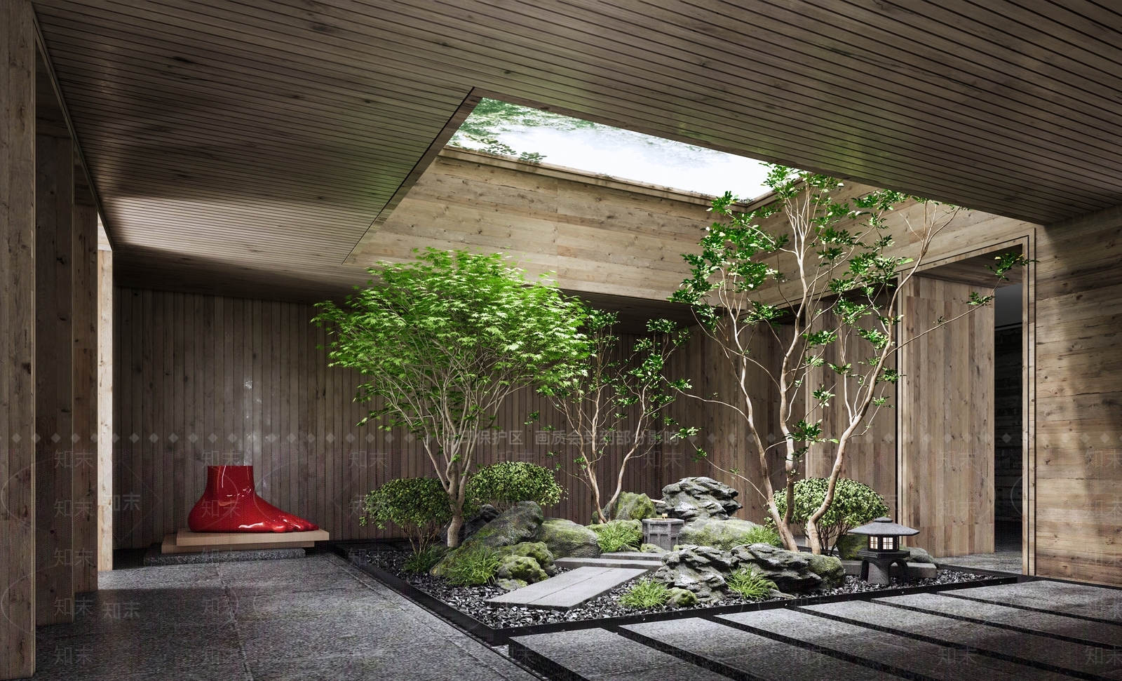 现代禅意庭院3D模型下载【ID:1195792057】