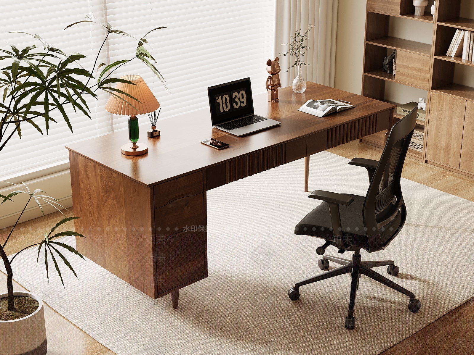 复古中古书桌椅SU模型下载【ID:1195795549】