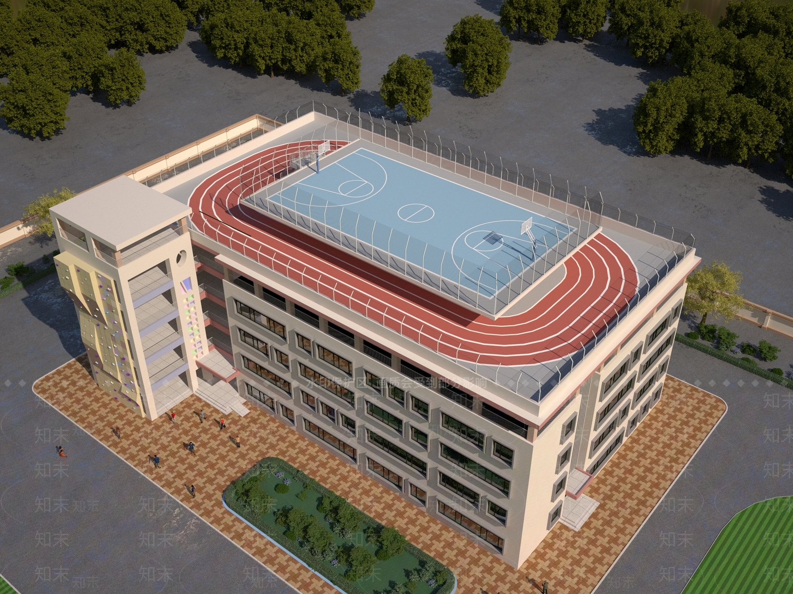 现代新中式图书馆外观3D模型下载【ID:1195803099】