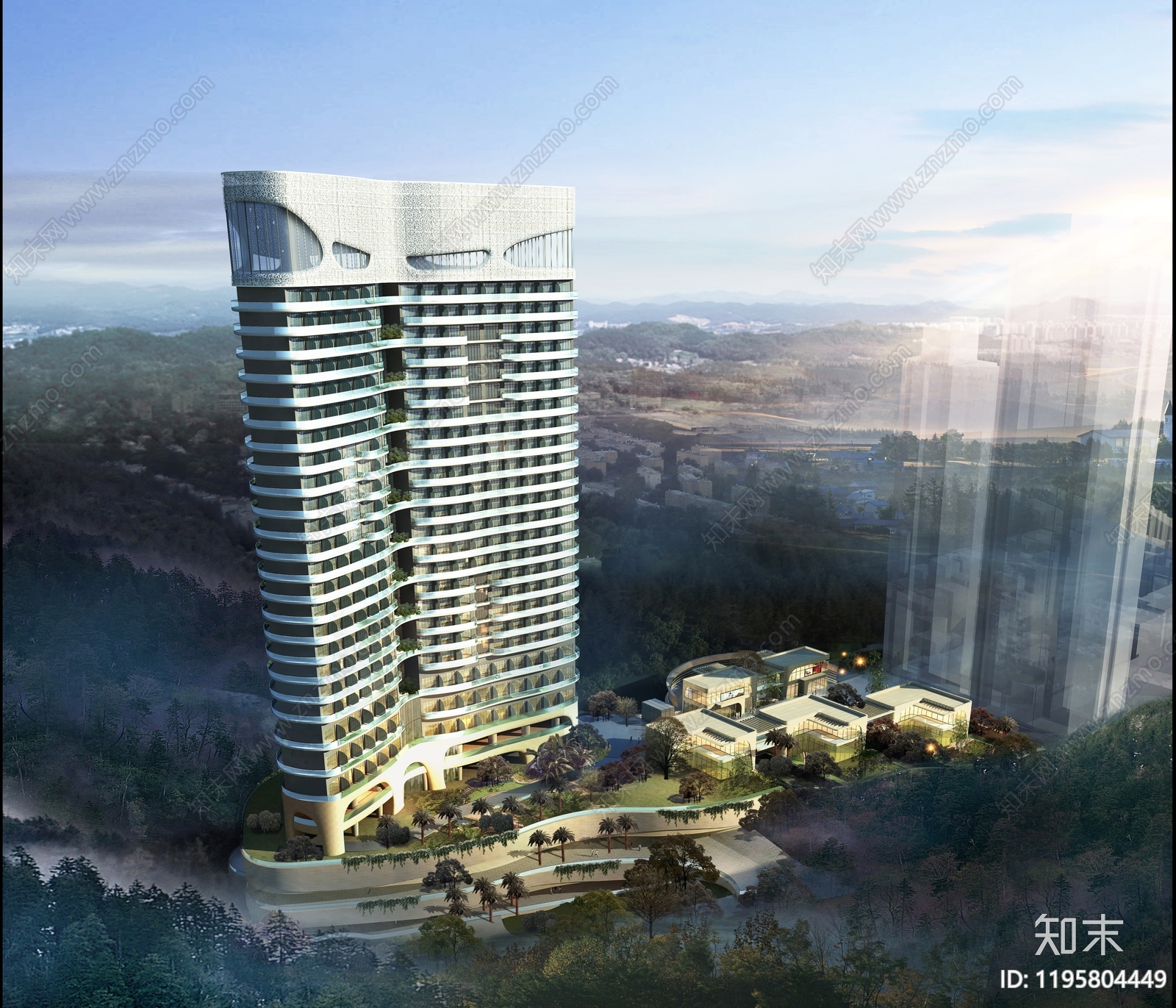 现代酒店建筑施工图下载【ID:1195804449】