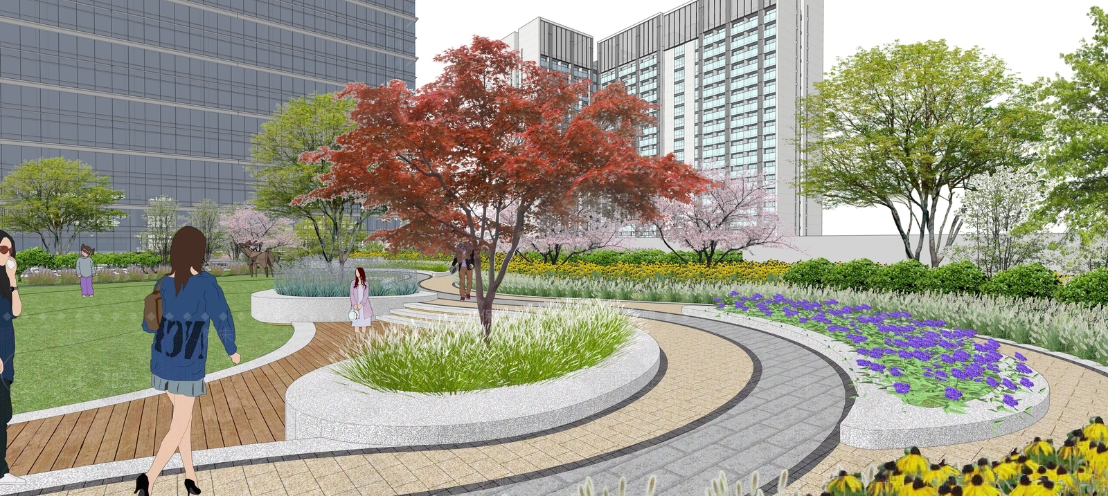 现代屋顶花园SU模型下载【ID:1195813510】