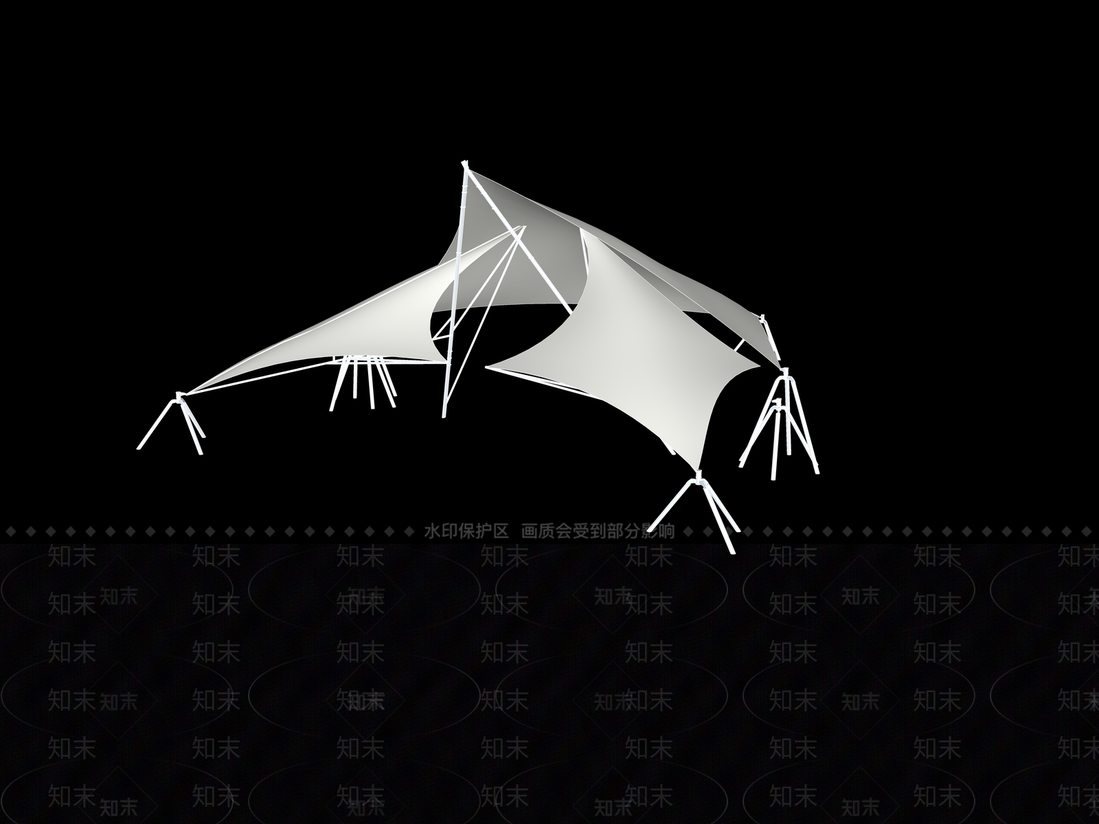 现代张拉膜SU模型下载【ID:1195811188】