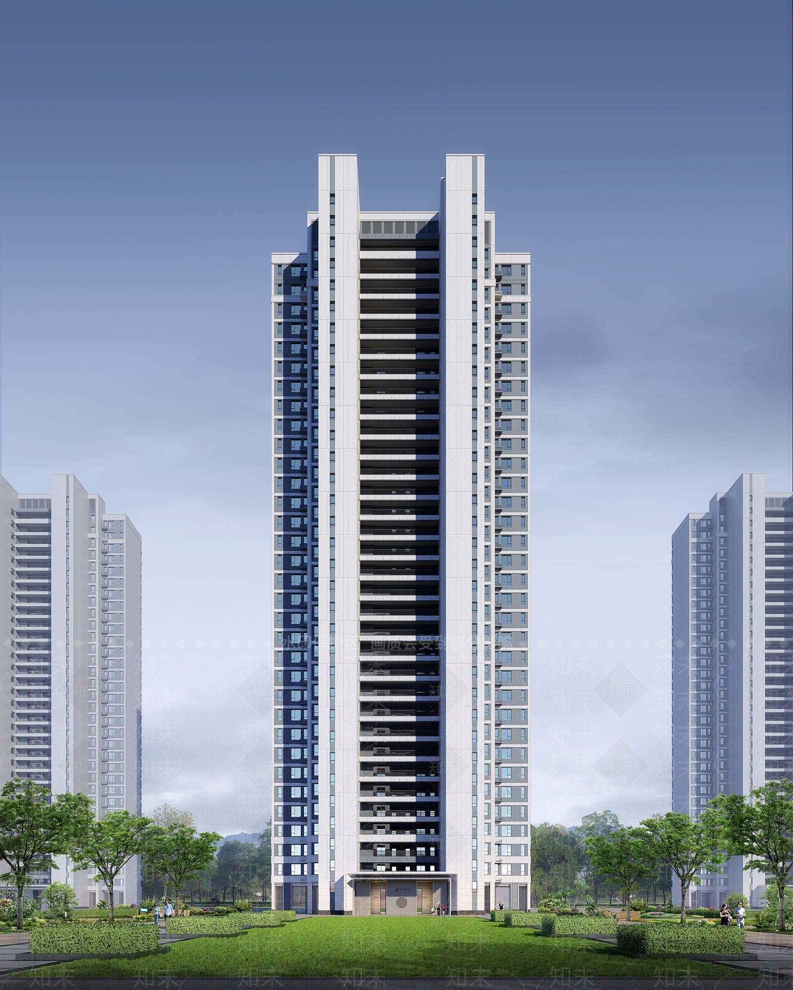 现代高层住宅3D模型下载【ID:1195816925】