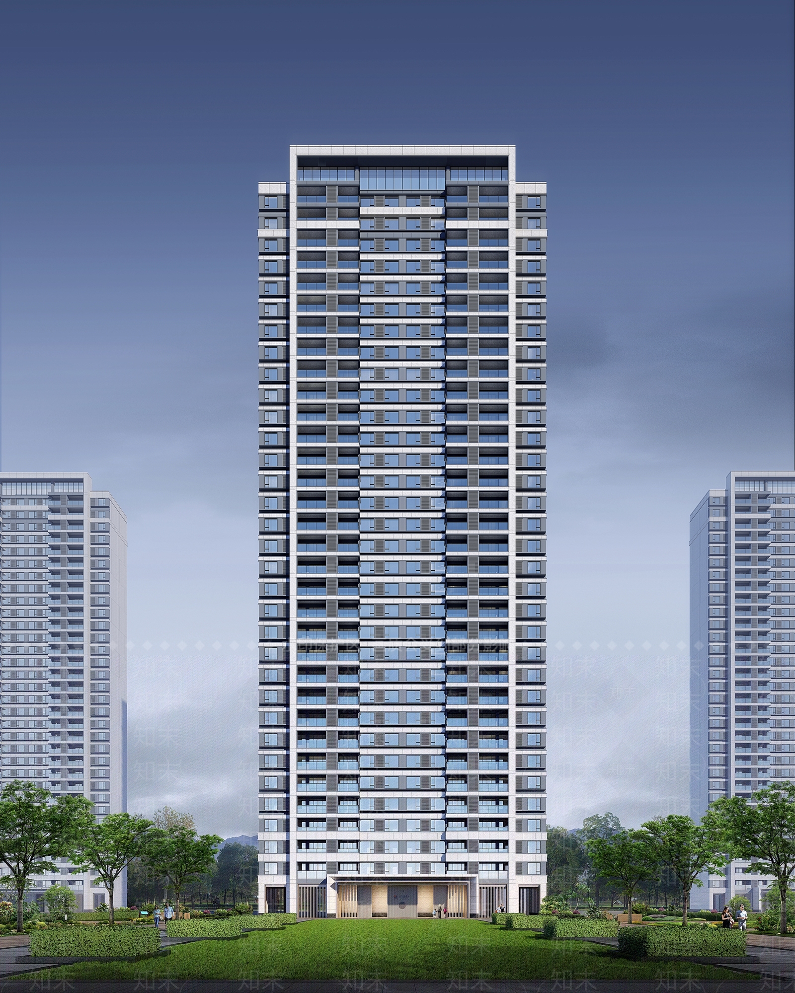 现代高层住宅3D模型下载【ID:1195817687】