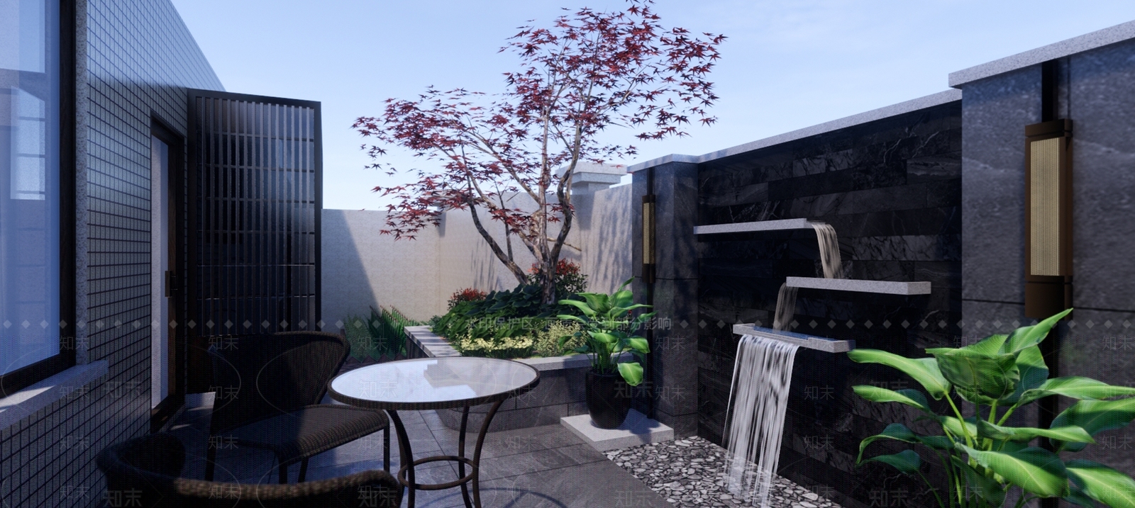 现代极简屋顶花园SU模型下载【ID:1195825118】