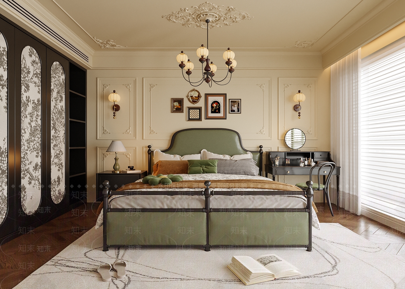 美式法式家居卧室3D模型下载【ID:1195825315】