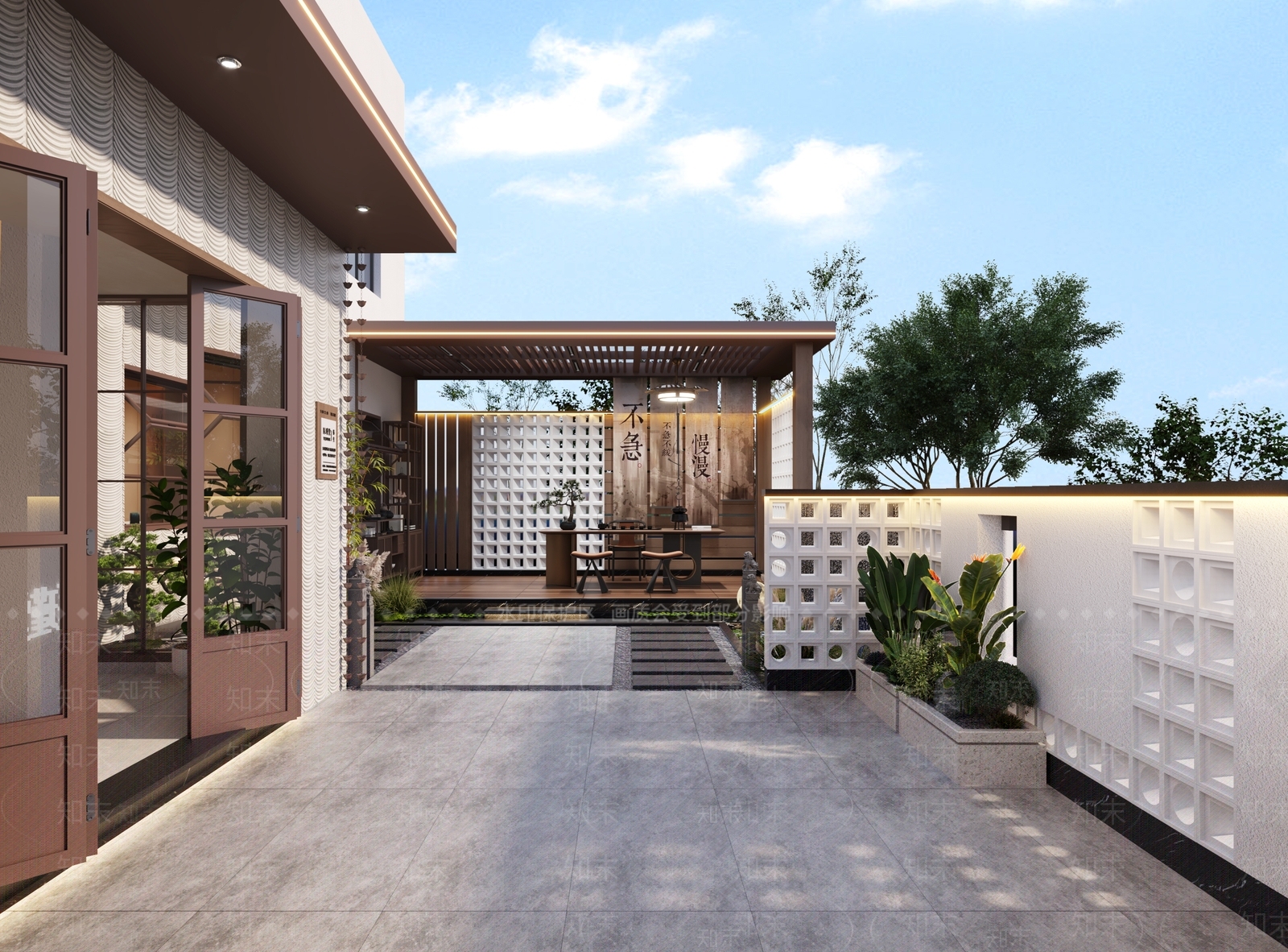 新中式住宅景观3D模型下载【ID:1195826867】