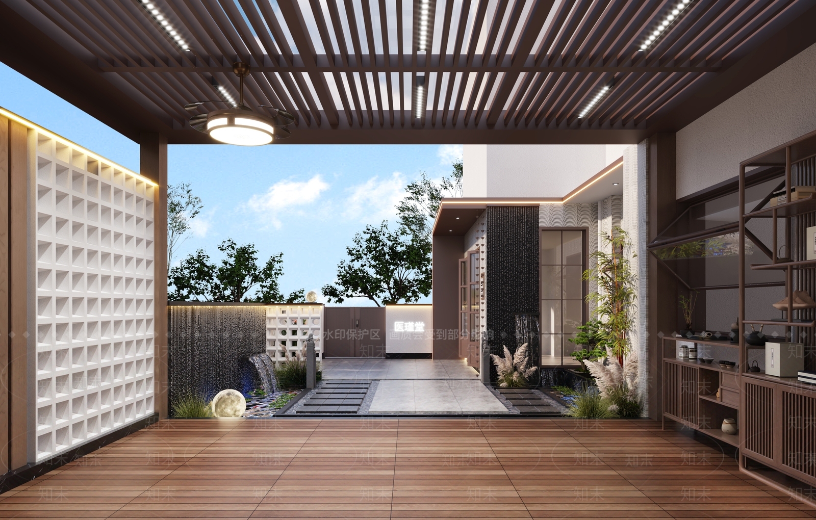 新中式住宅景观3D模型下载【ID:1195826867】