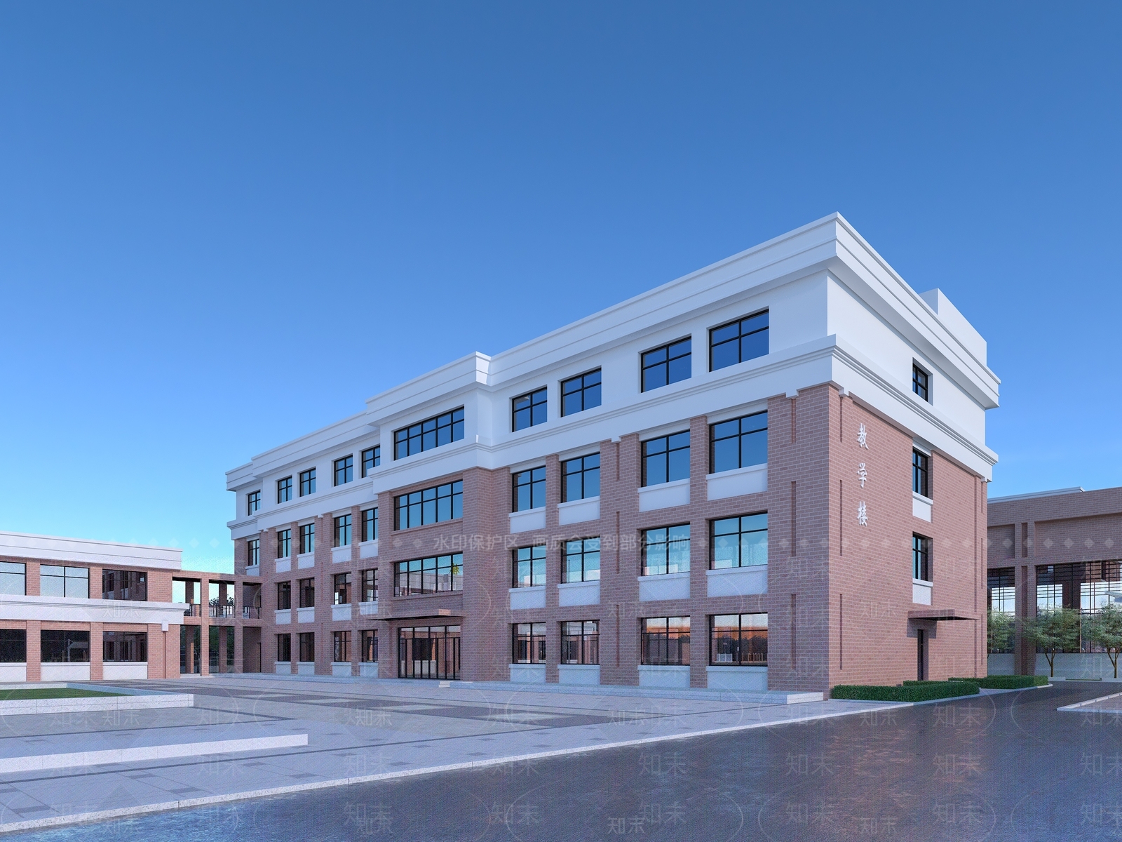 现代学校外观3D模型下载【ID:1195827840】