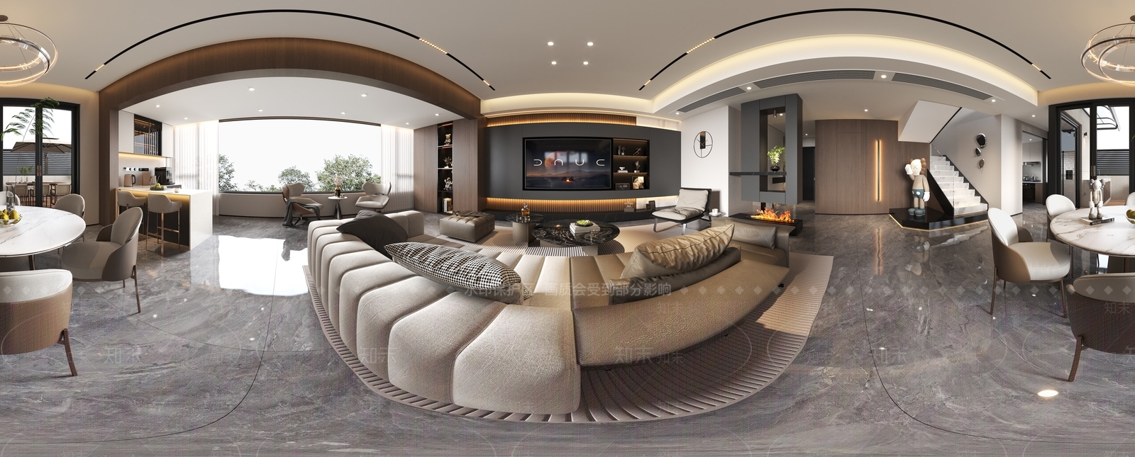 意式现代大平层客餐厅3D模型下载【ID:1195831296】