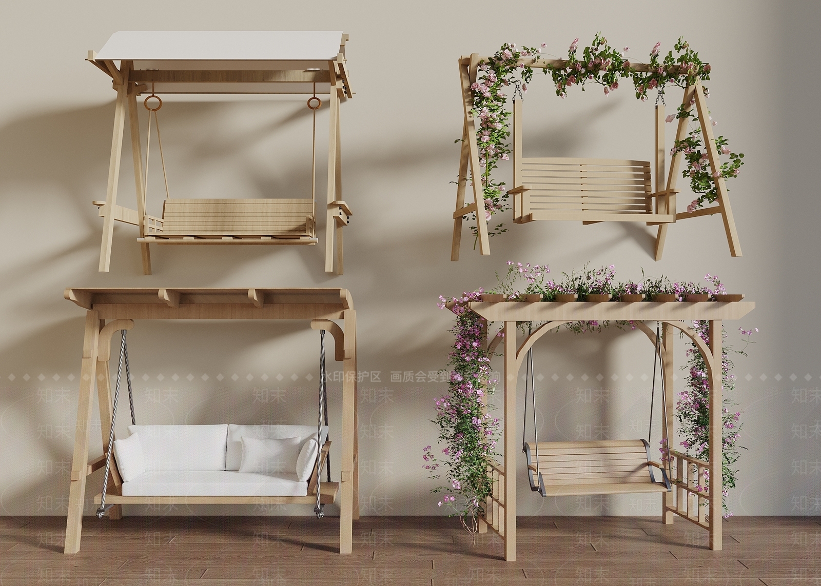 现代原木秋千SU模型下载【ID:1195831581】