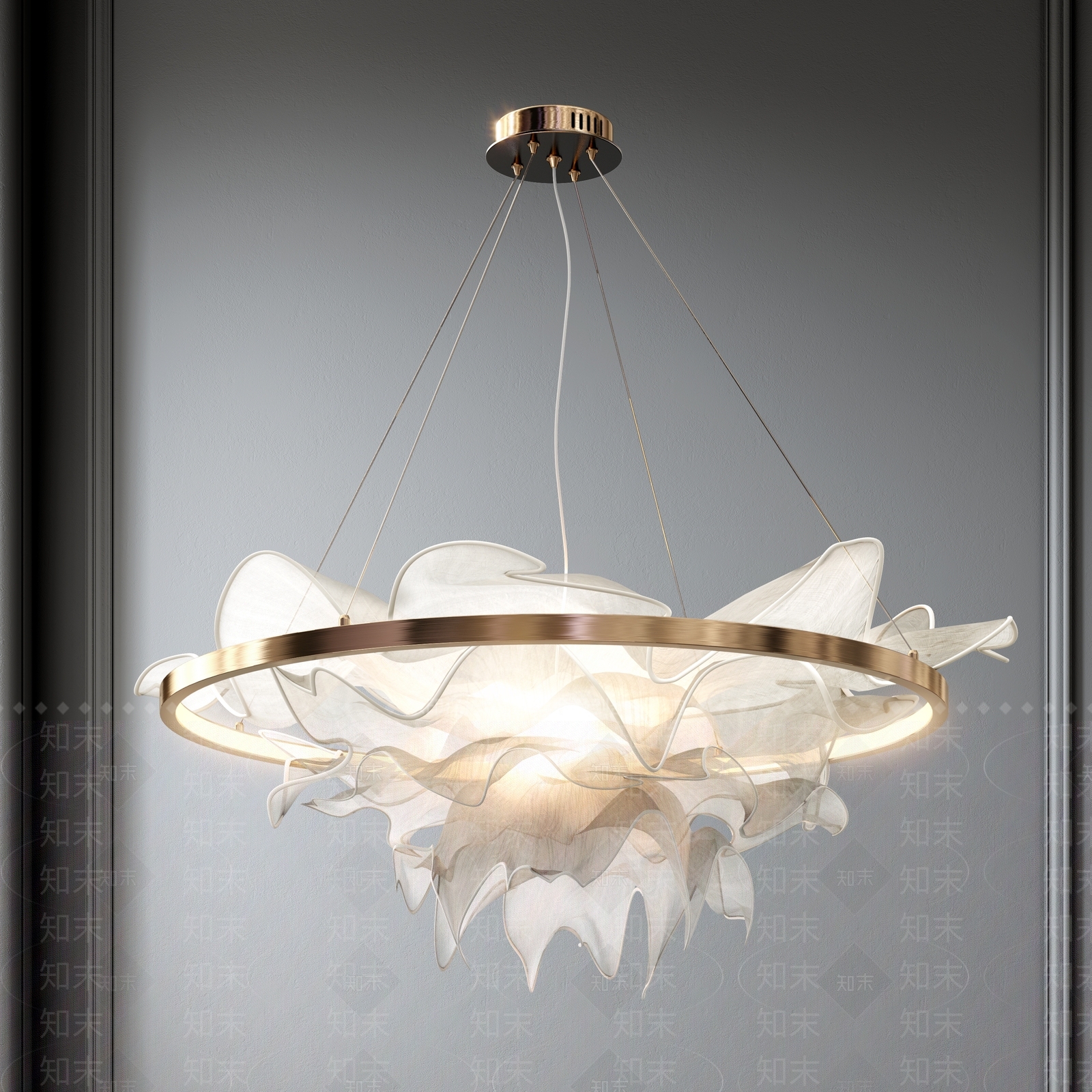 法式轻奢卧室吊灯3D模型下载【ID:1195836197】