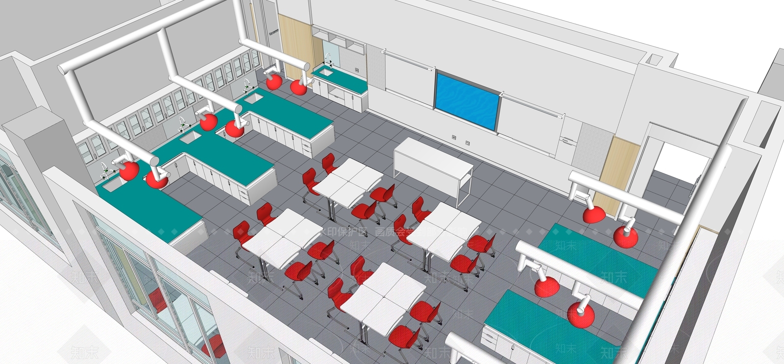 现代极简学校建筑SU模型下载【ID:1195837625】