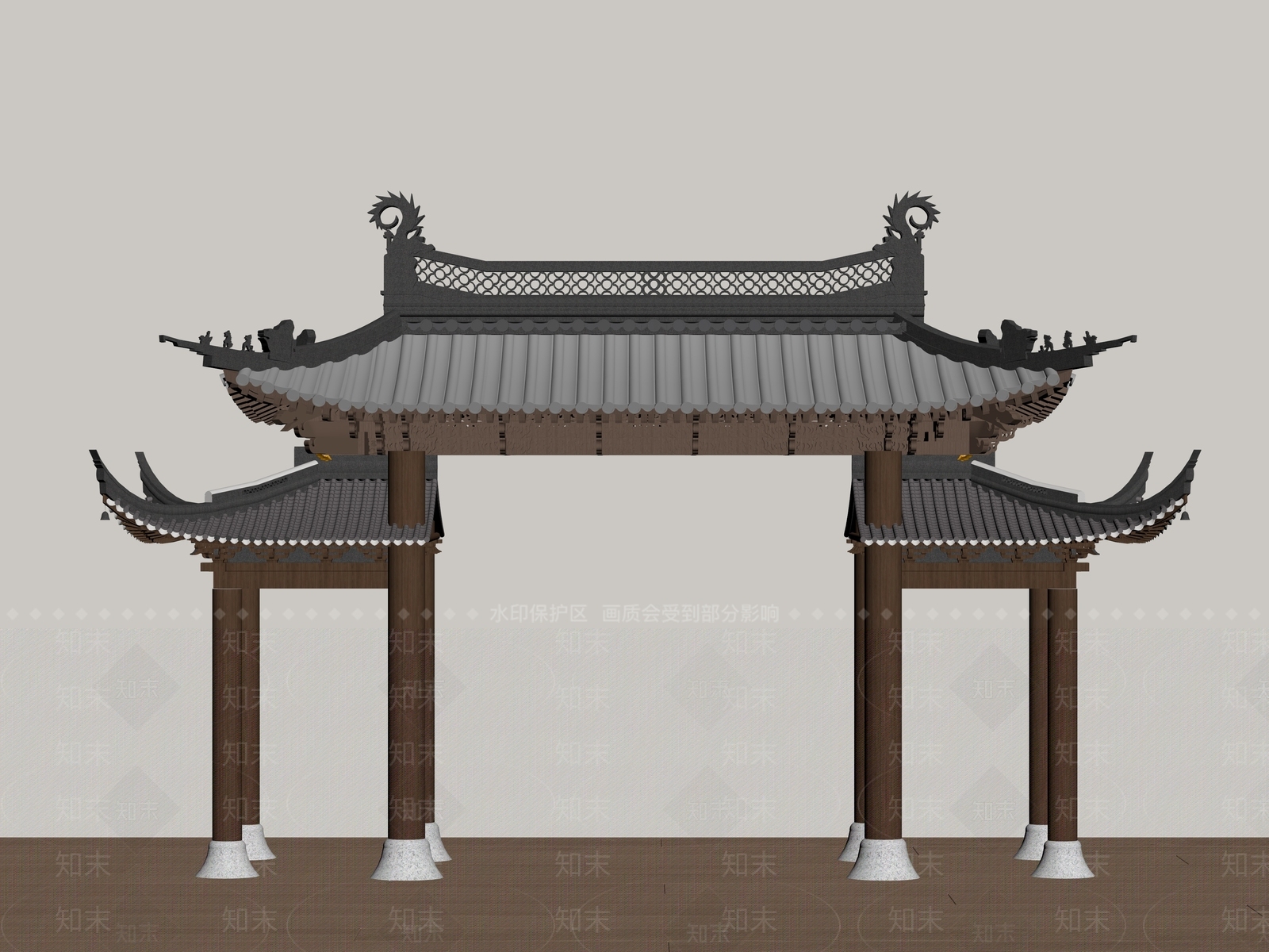 现代牌坊牌楼SU模型下载【ID:1195837693】