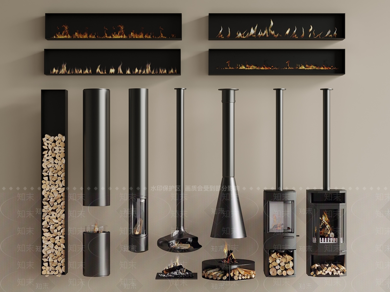 现代轻奢壁炉3D模型下载【ID:1195838074】